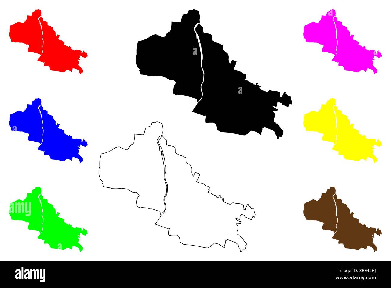 Kediri city (Republic of Indonesia, Region Java) map vector ...