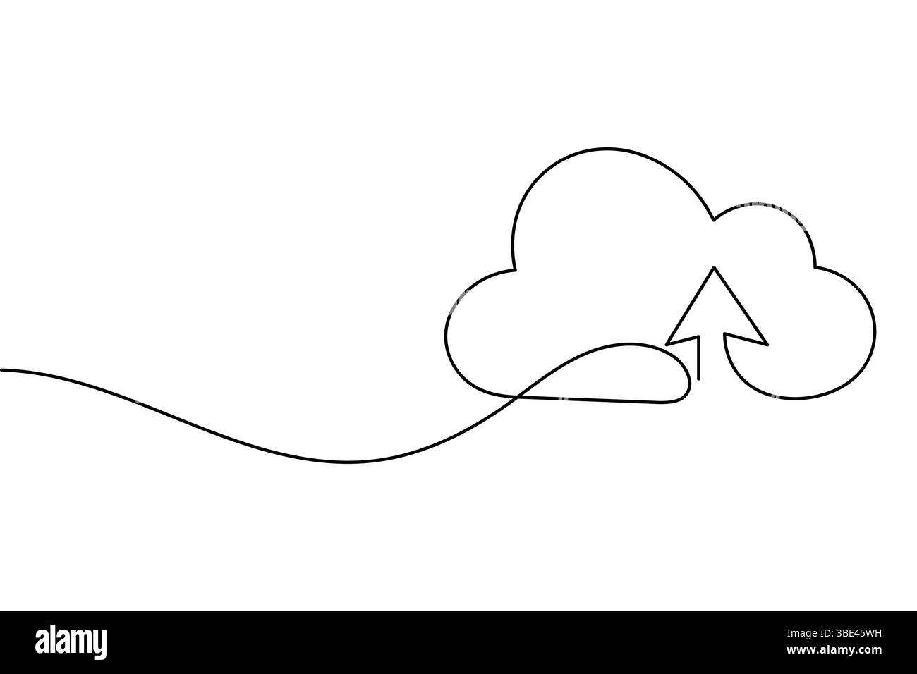 Cloud storage continuous one line drawing and minimalist design Stock Vector