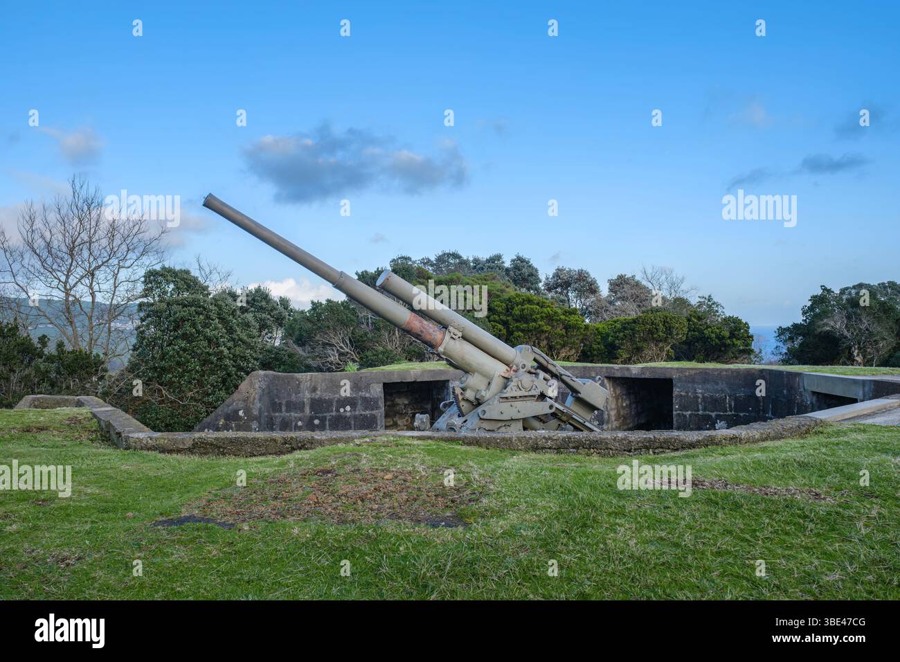 Historic Coastal Defense Gun On Monte Brasil. Terceira Island ...