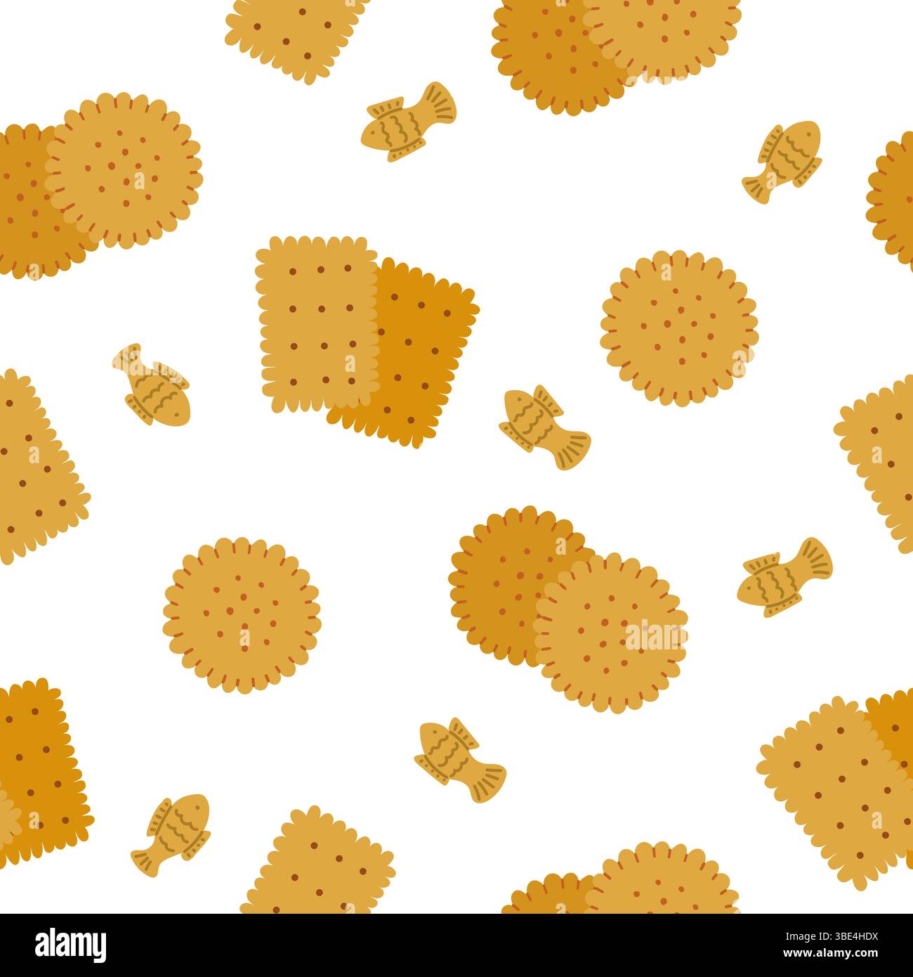 Seamless Pattern with Square and Round Crackers Stock Vector
