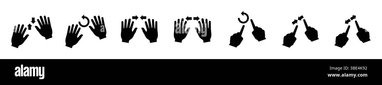 Hand Gesture Icons Set  Touchscreen Control Symbols Stock Vector