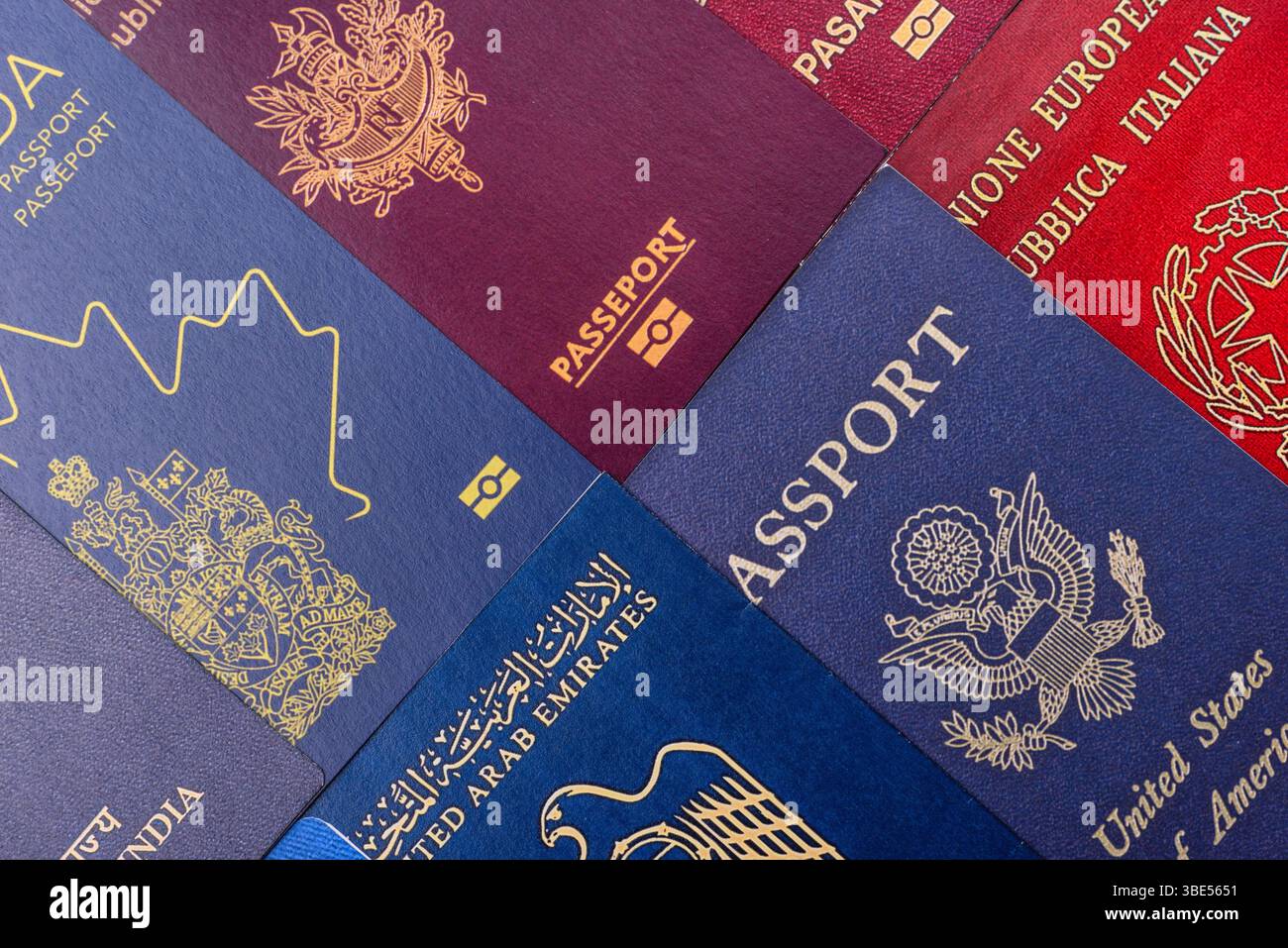 Passports of citizens of different countries of the world, background ...