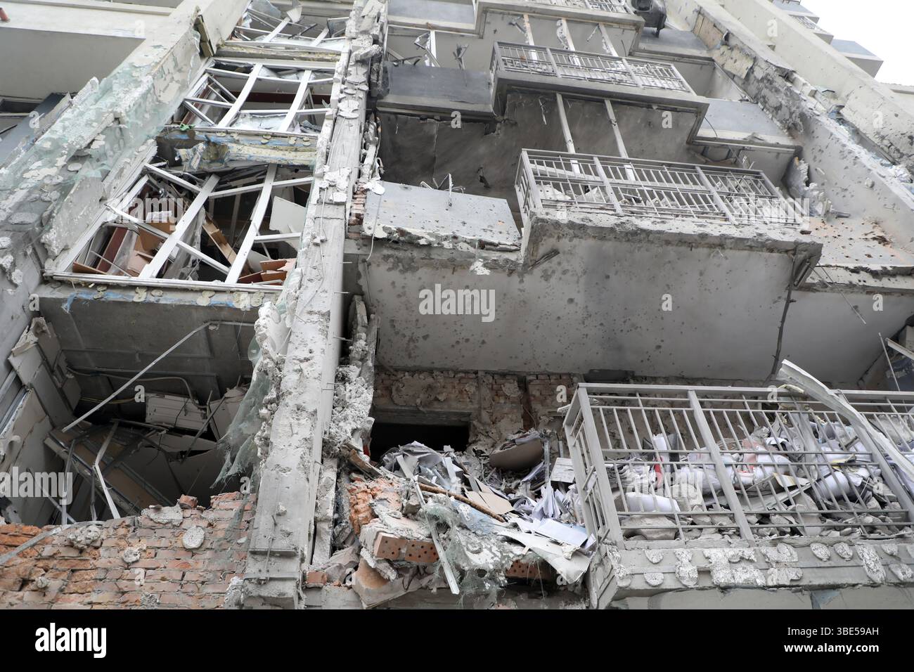 A residential building damaged by a Russian night attack in the ...