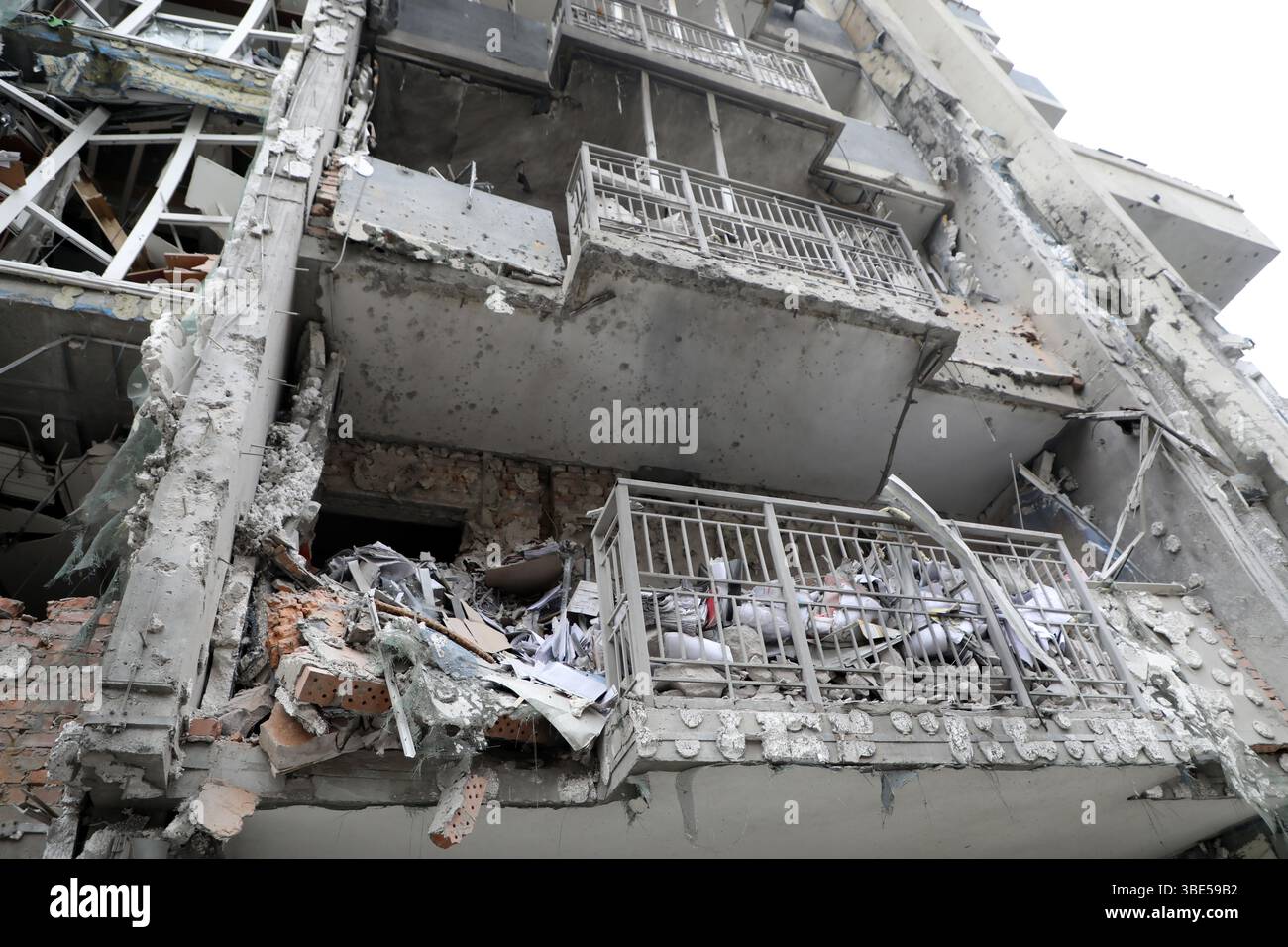 A residential building damaged by a Russian night attack in the ...