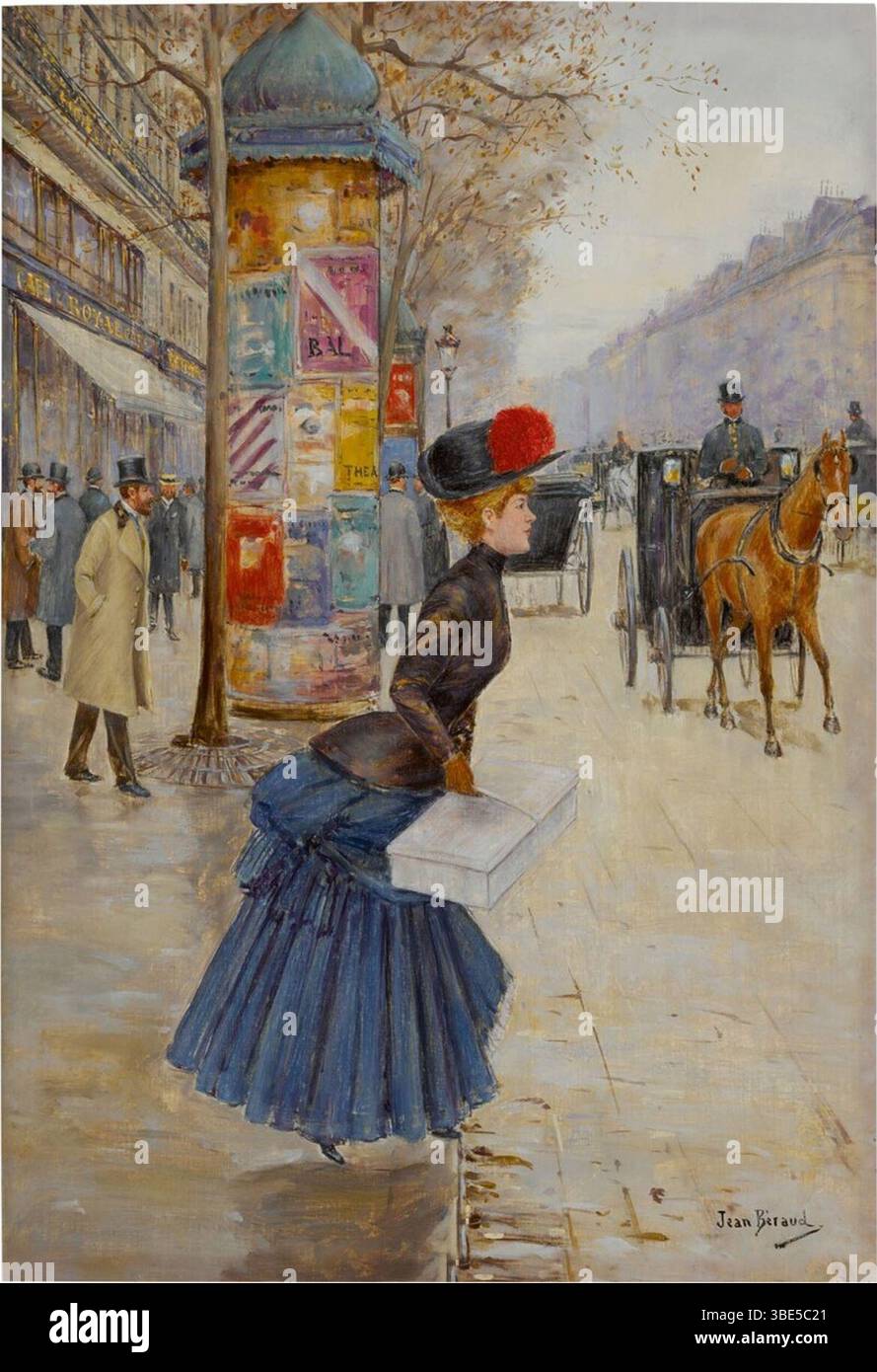 Jeune femme traversant le boulevard hi-res stock photography and