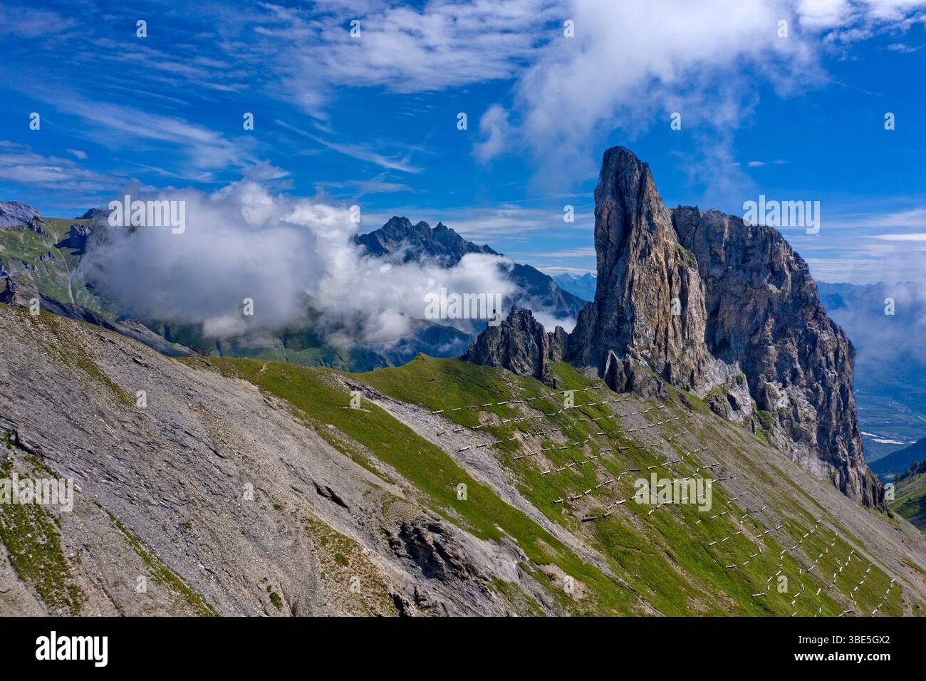 Six Armaille peak in the mountain landscape of the Swiss Alps, Ovronnaz ...