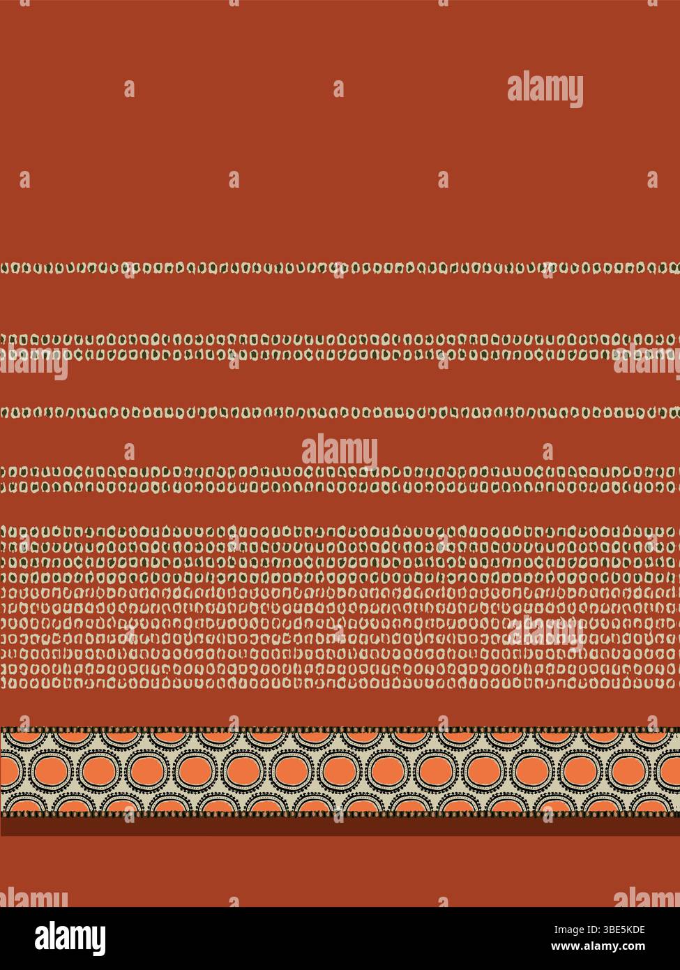 Abstract geometric textile design with rust and beige tones Stock Vector