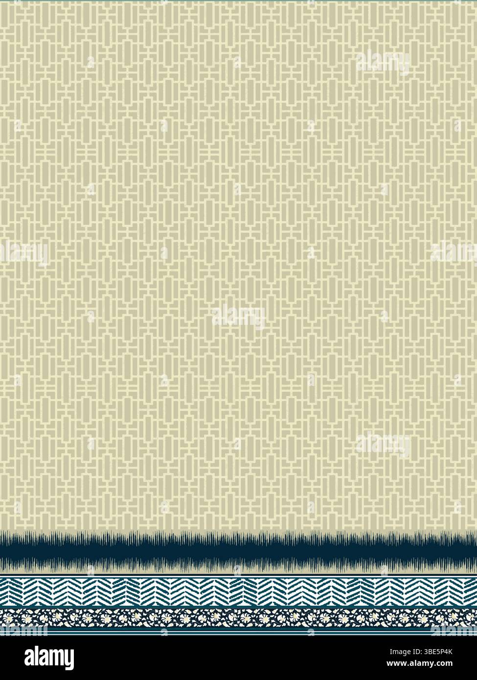 Beige geometric pattern with dark blue and white border design Stock Vector