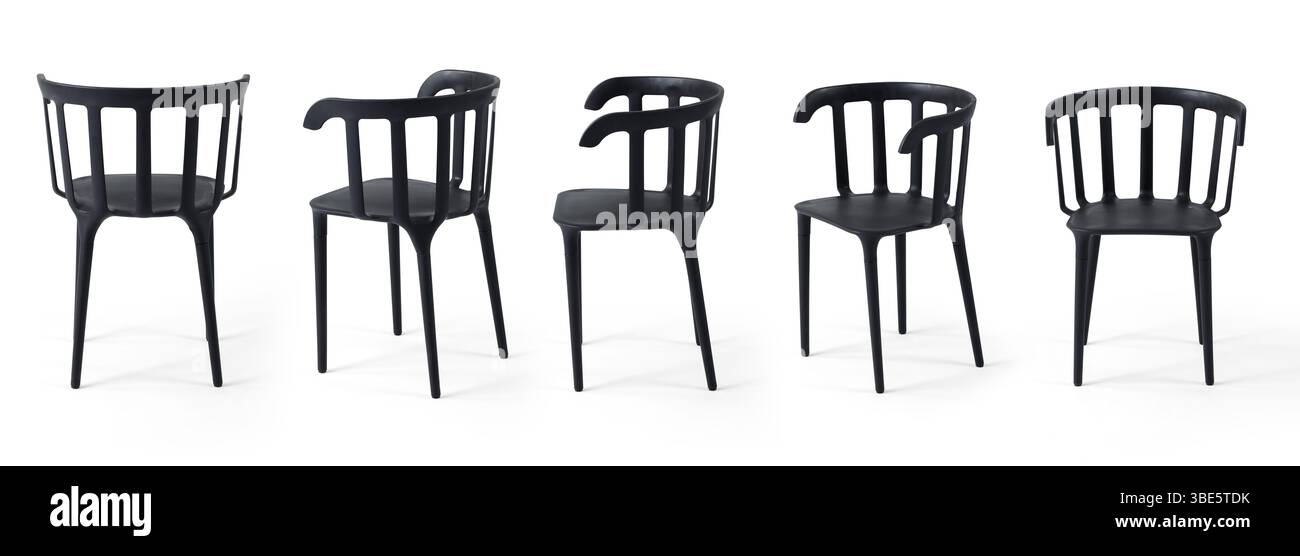 Plastic chair different angle  isolated on white background . Stock Photo