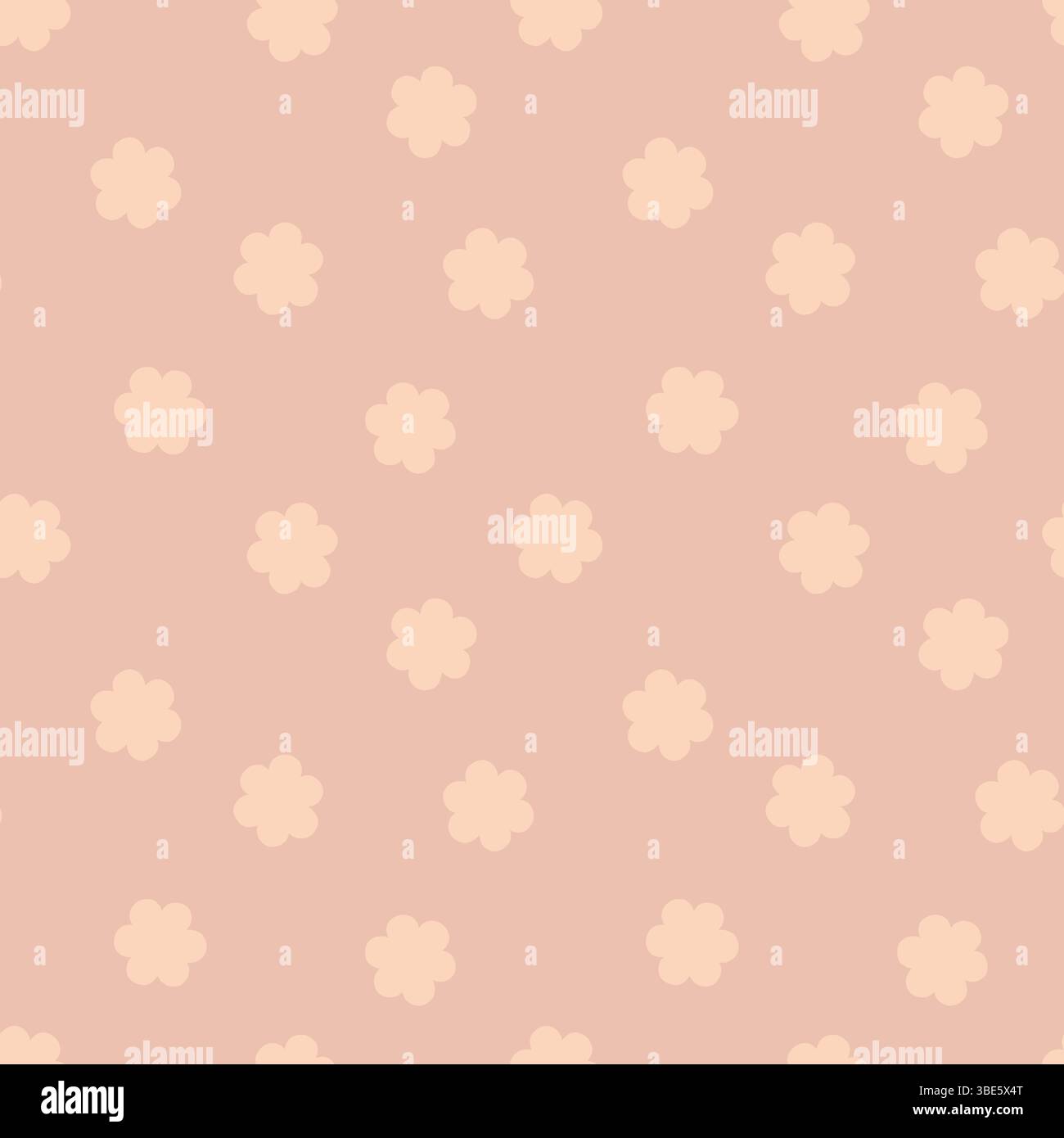 Peach background with scattered small pastel flower pattern seamless repeat Stock Vector