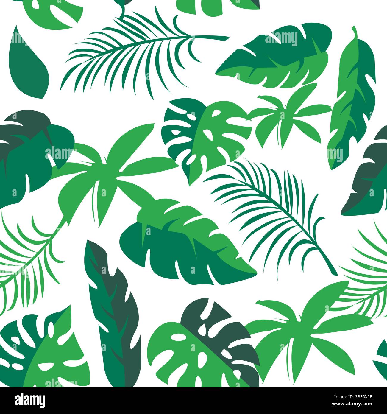 Seamless tropical leaf pattern background design illustration Stock Vector
