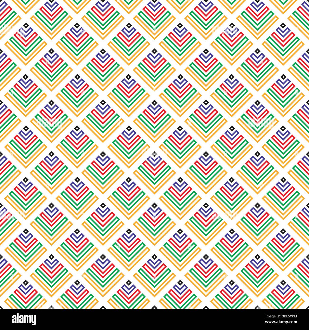 Colorful geometric diamond pattern seamless repeat textile design Stock Vector
