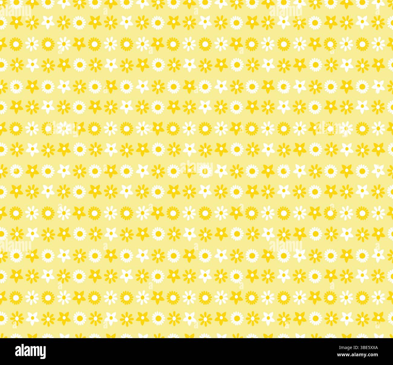 Pastel yellow and white floral pattern seamless repeat texture Stock Vector
