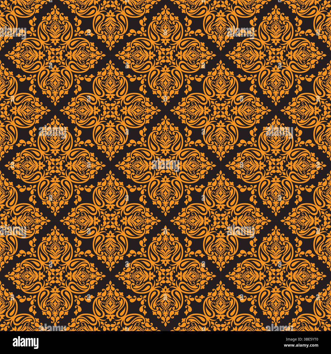 Elegant gold and black damask seamless pattern design for fabric or ...