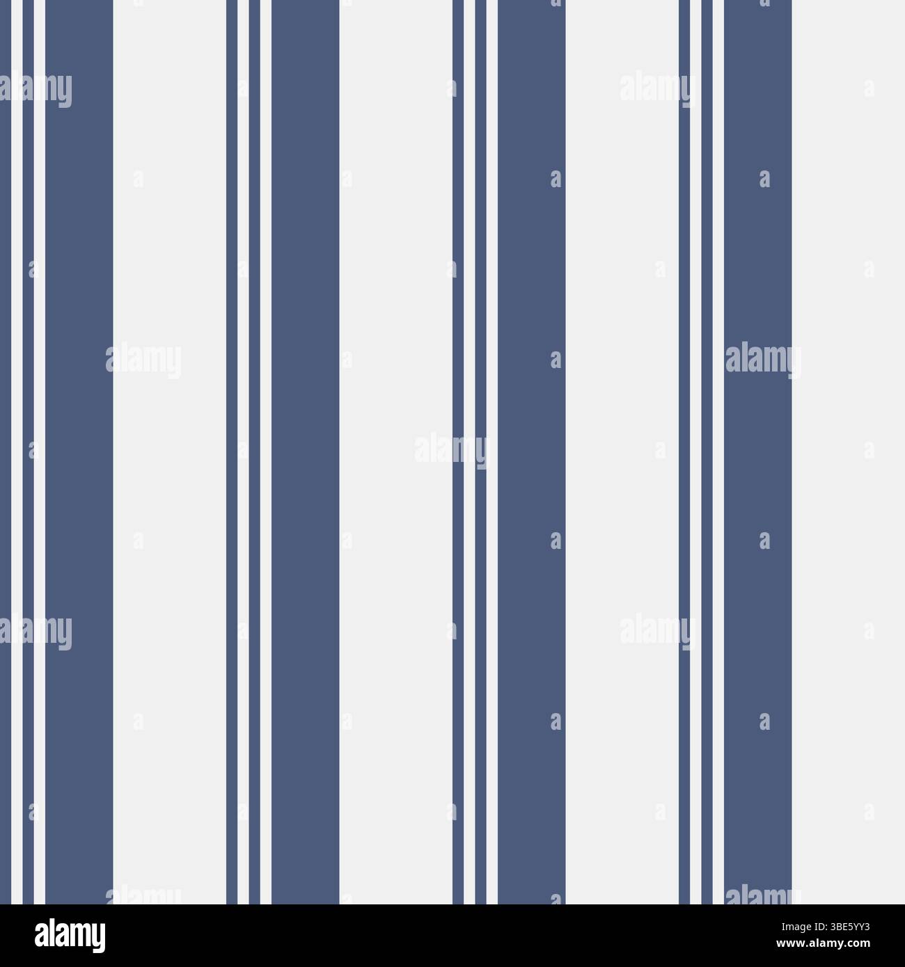 Classic navy blue and white vertical stripe pattern seamless texture repeat Stock Vector