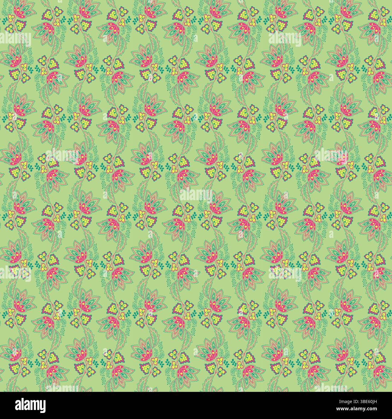 Seamless pastel floral pattern green background repeating textile design Stock Vector