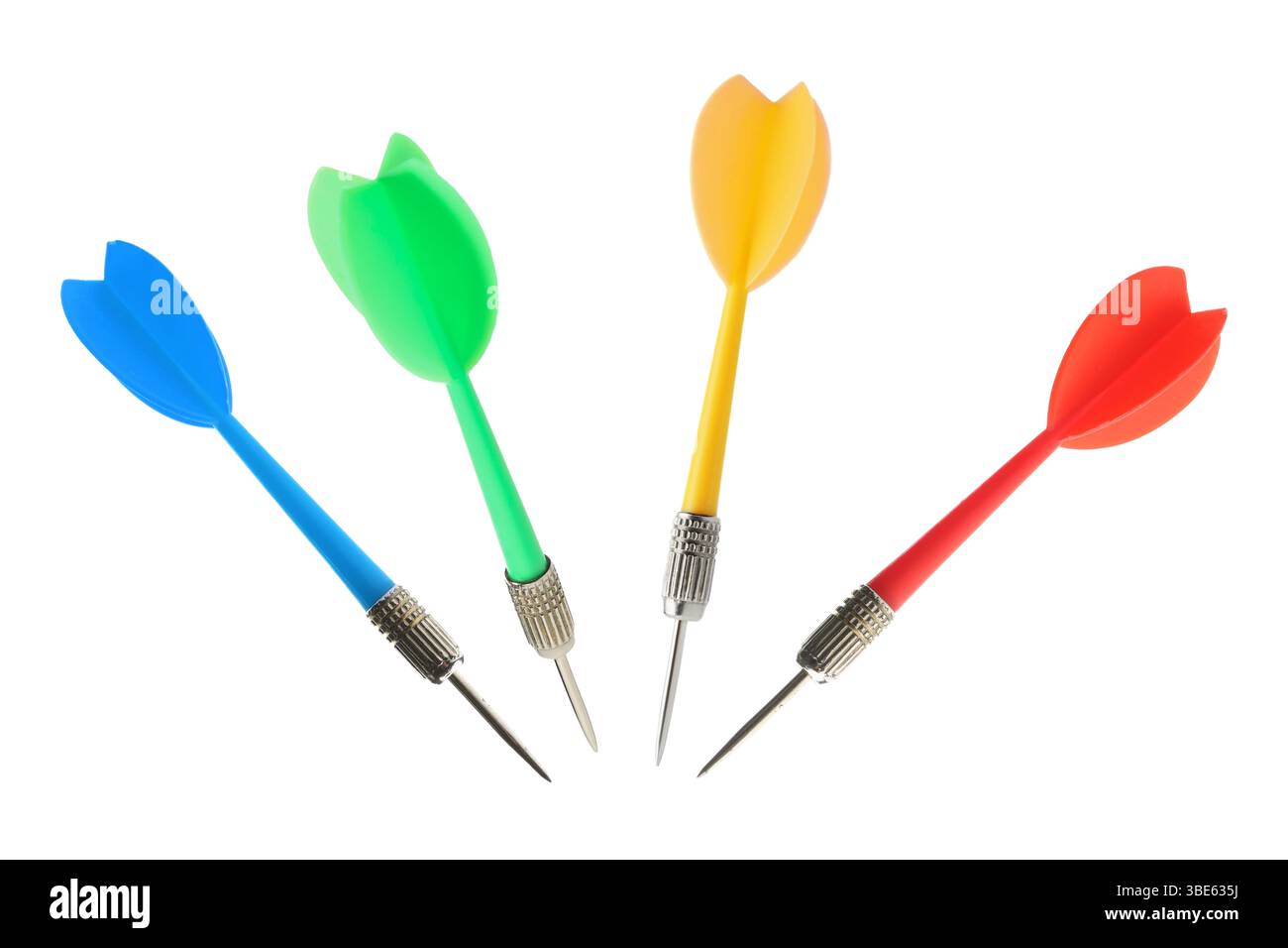 Darts in different colors on white background, set Stock Photo