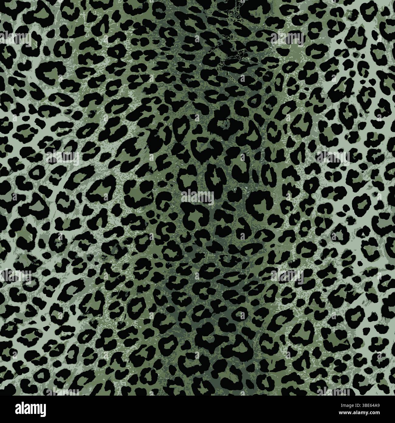 Dark olive green leopard print fabric texture seamless pattern Stock Vector