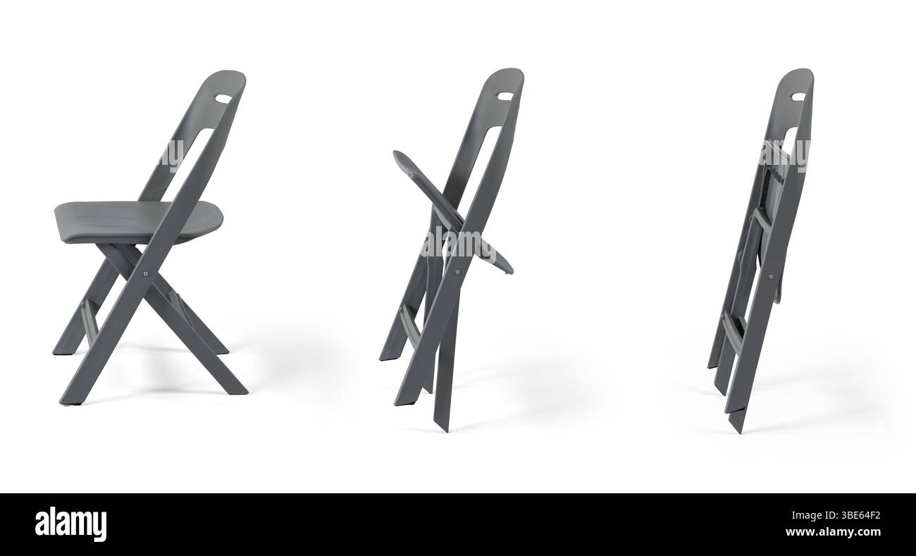 Plastic chair different angle  isolated on white background . Stock Photo
