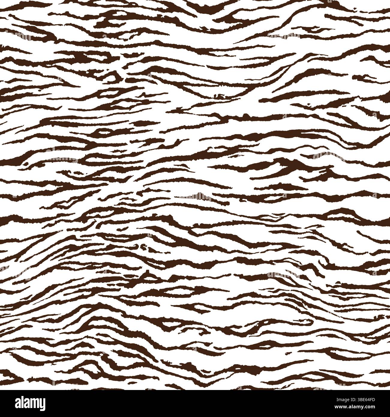 Abstract brown and white wavy lines seamless pattern texture background Stock Vector