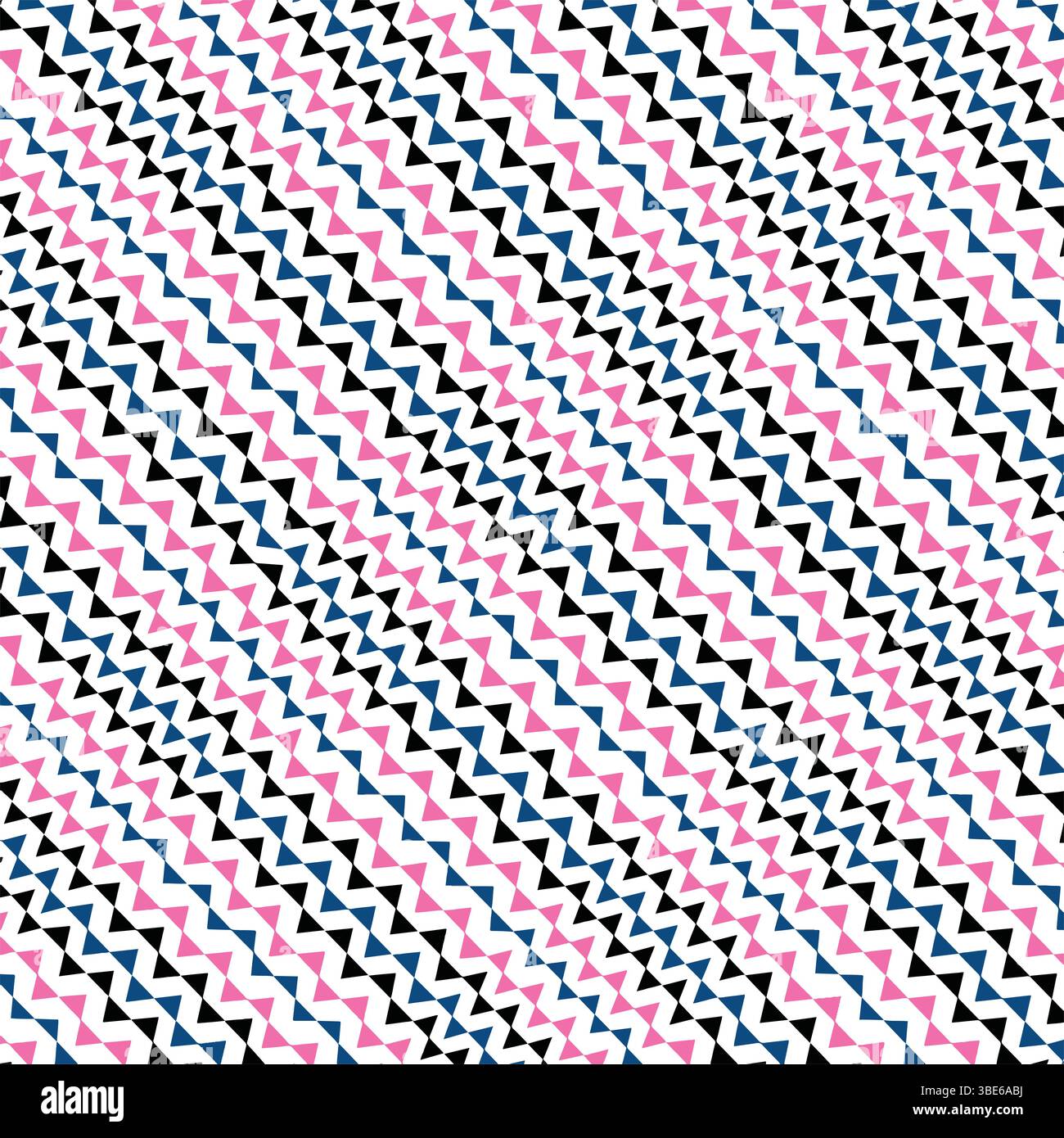 Abstract geometric pattern with diagonal lines of pink black and blue triangles Stock Vector