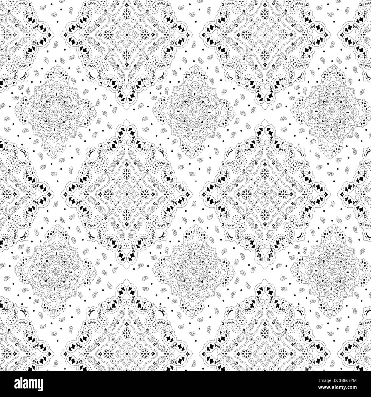 Elegant black and white damask pattern seamless textile design Stock ...