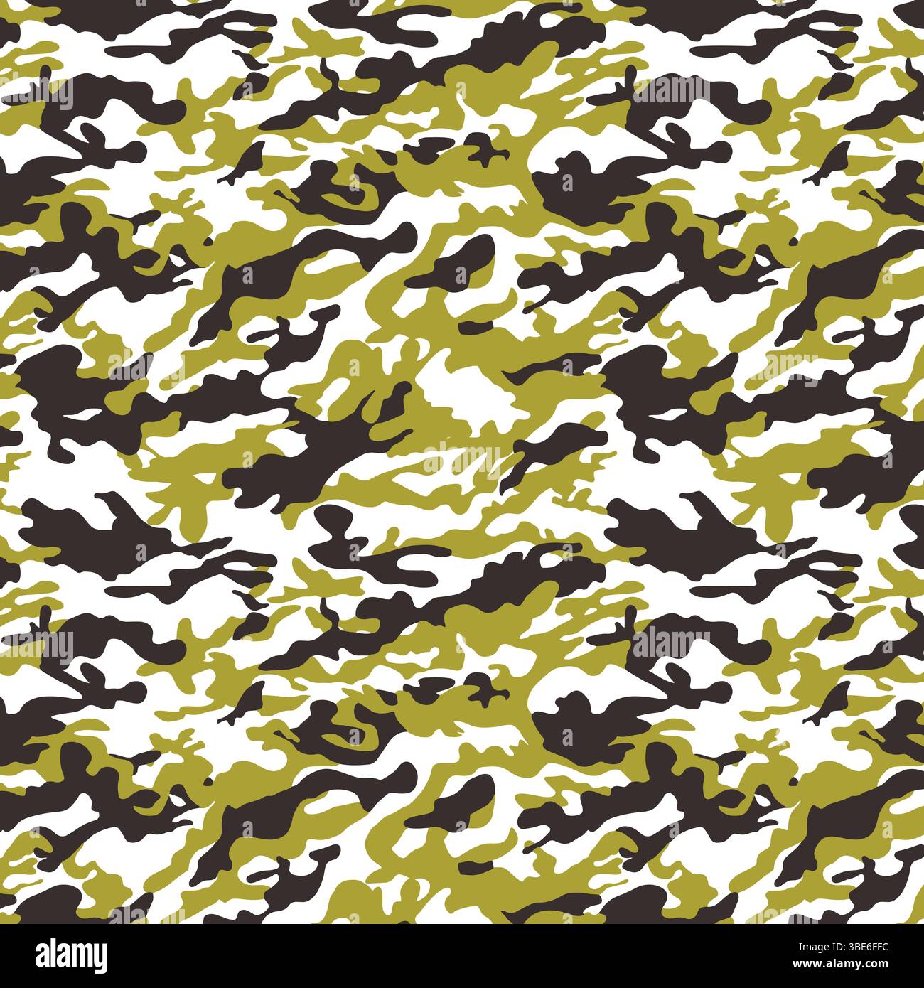Abstract olive green black and white camouflage pattern seamless repeat texture Stock Vector