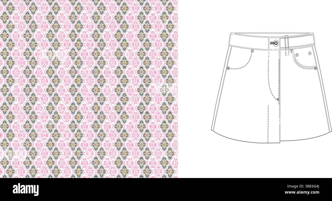 Karoly – Diamond Pattern Pull On Pencil Skirt