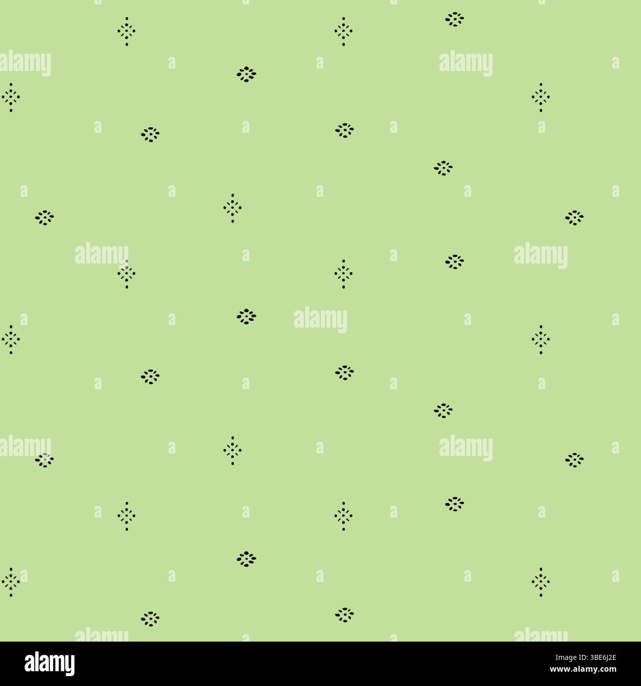 Subtle pale green background with regularly spaced dark green geometric starburst pattern Stock Vector