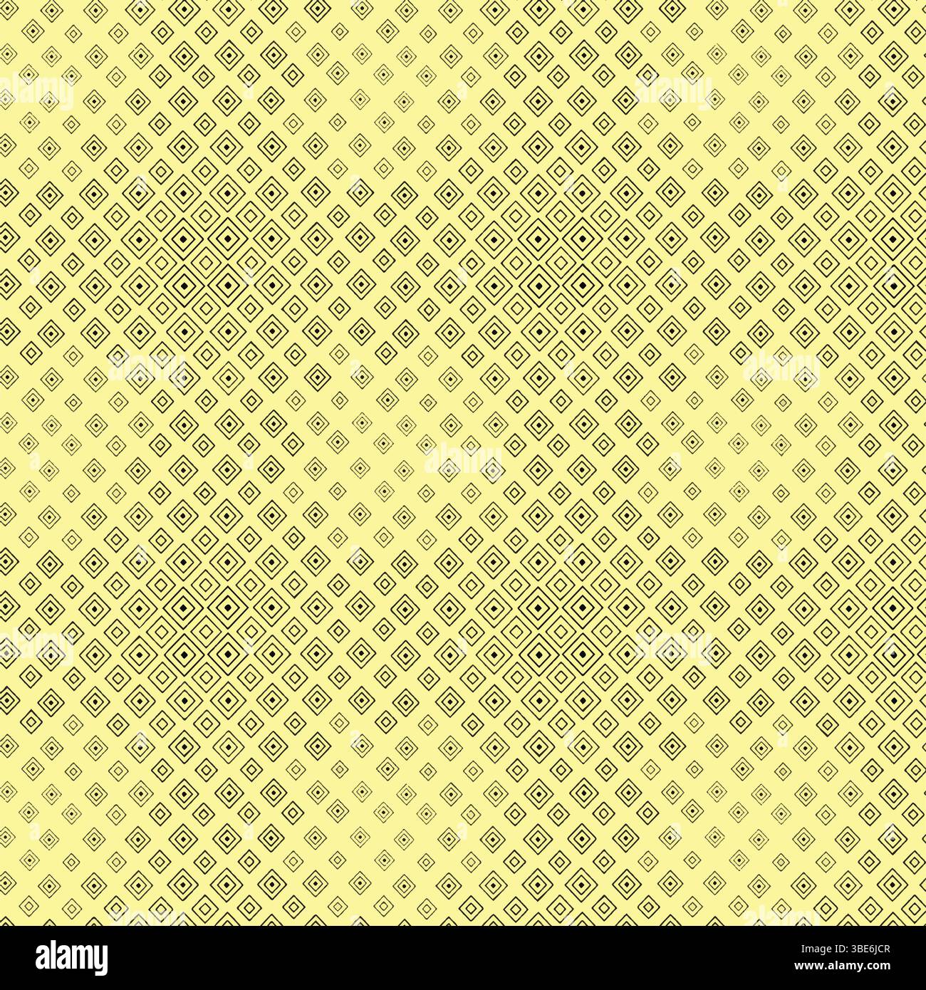Abstract geometric pattern with diagonal gradient of small nested squares on pale yellow background Stock Vector