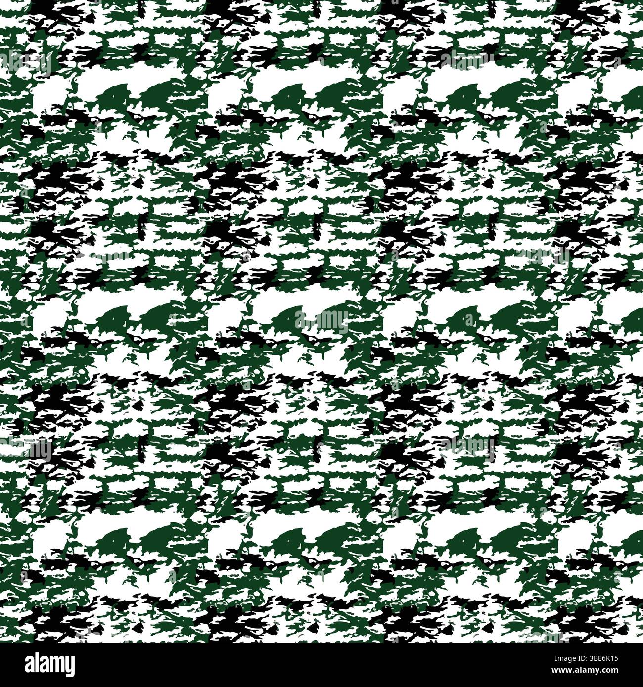 Abstract green and black distressed pattern seamless texture for fabric design Stock Vector