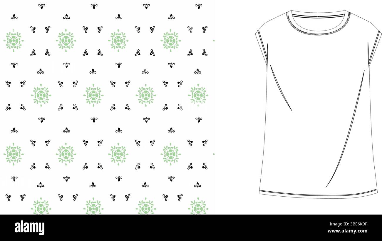 Technical flat sketch of women s sleeveless top with geometric pattern ...