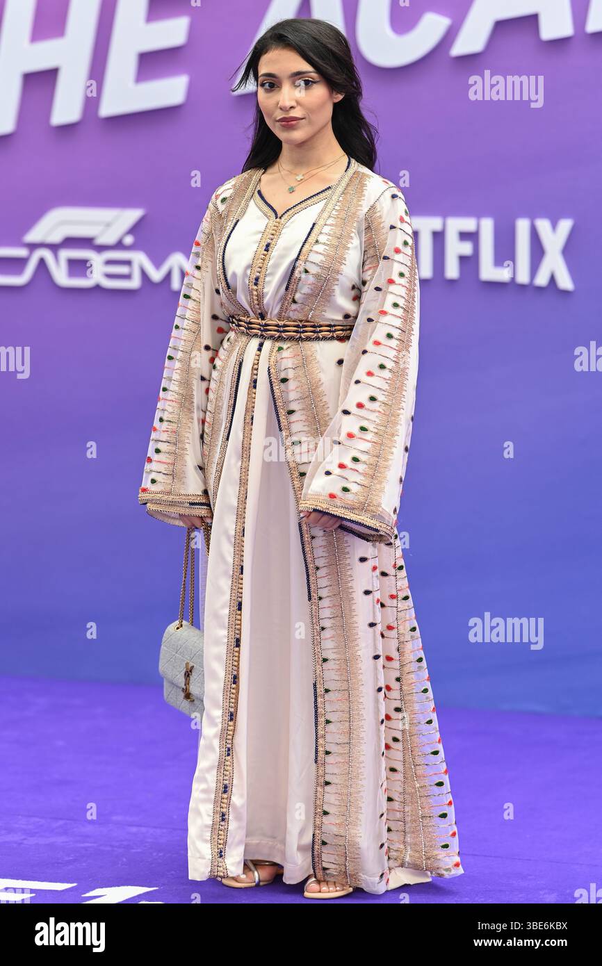 LONDON, UK. 27th May, 2025. Amna Al Qubaisi at F1: The Academy London premiere at Cineworld Leicester Square, London, UK. (Photo by 李世惠/See Li/Picture Capital) Credit: See Li/Picture Capital/Alamy Live News Stock Photo