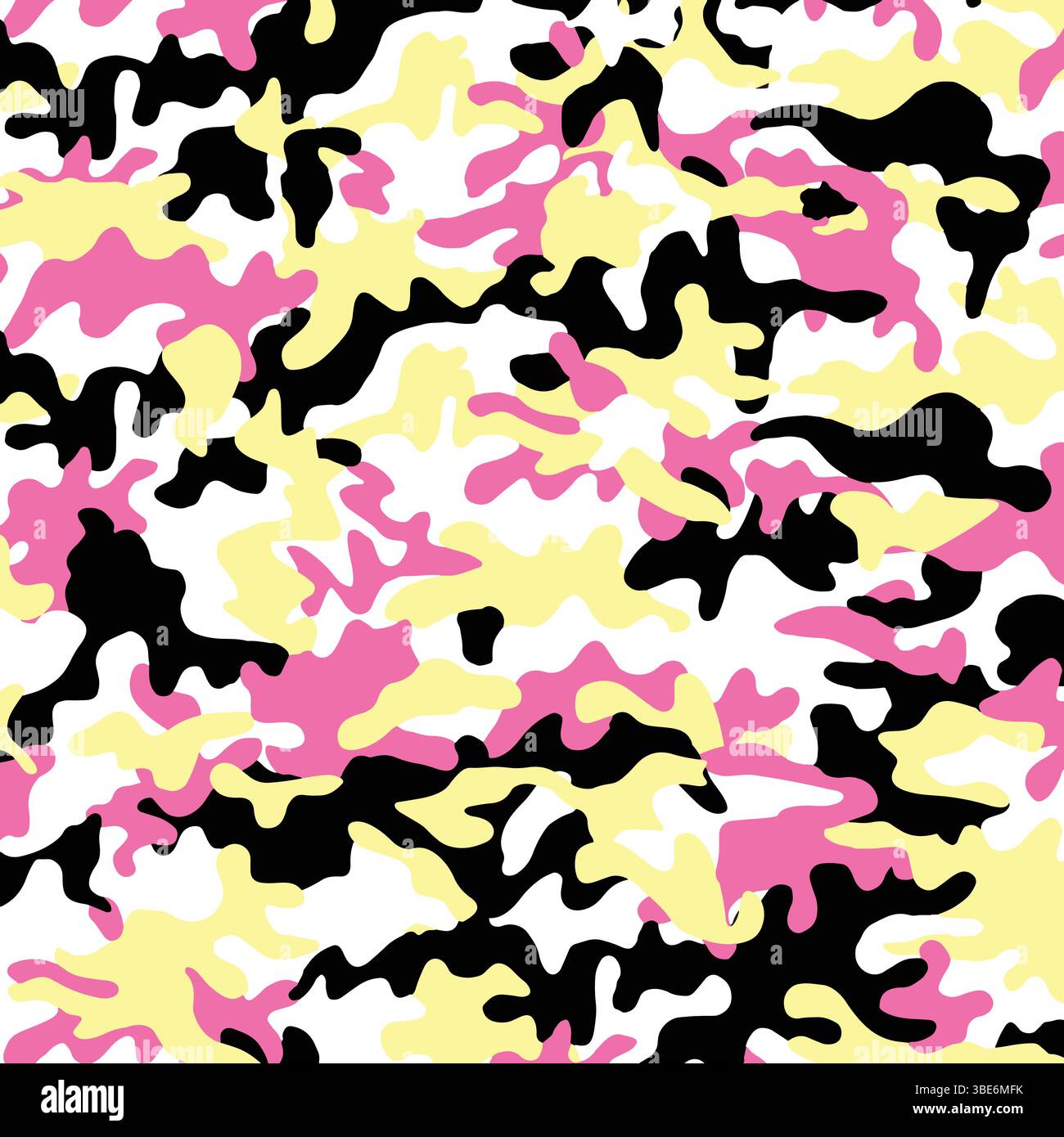 Abstract pink yellow black white camouflage pattern seamless repeat design Stock Vector