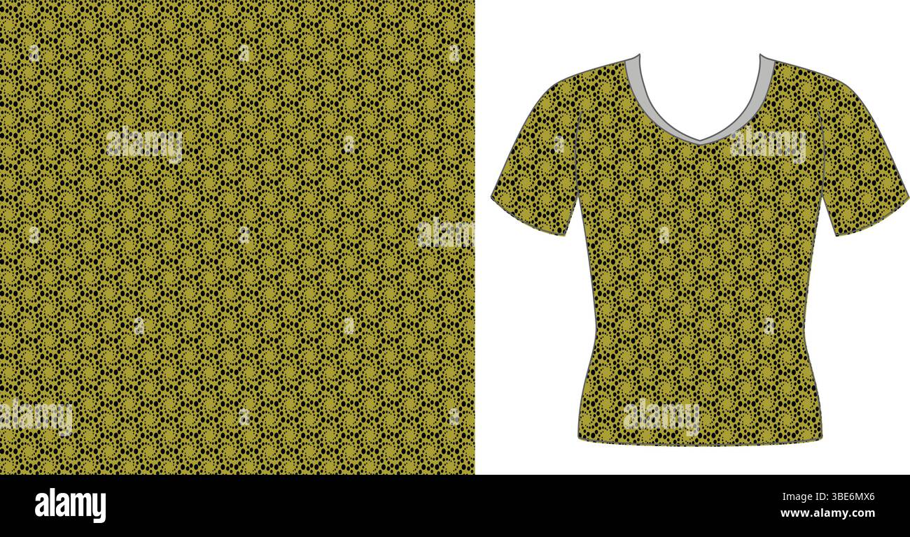 Olive green geometric pattern fabric design for v neck t shirt mockup ...