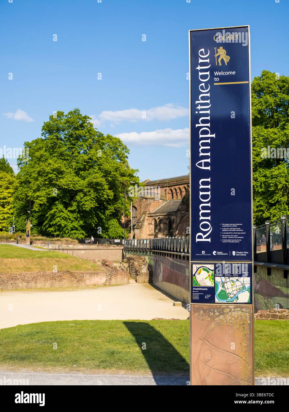 Welcome to Chester, Sign for the Roman Amphitheatre, Chester, Cheshire ...