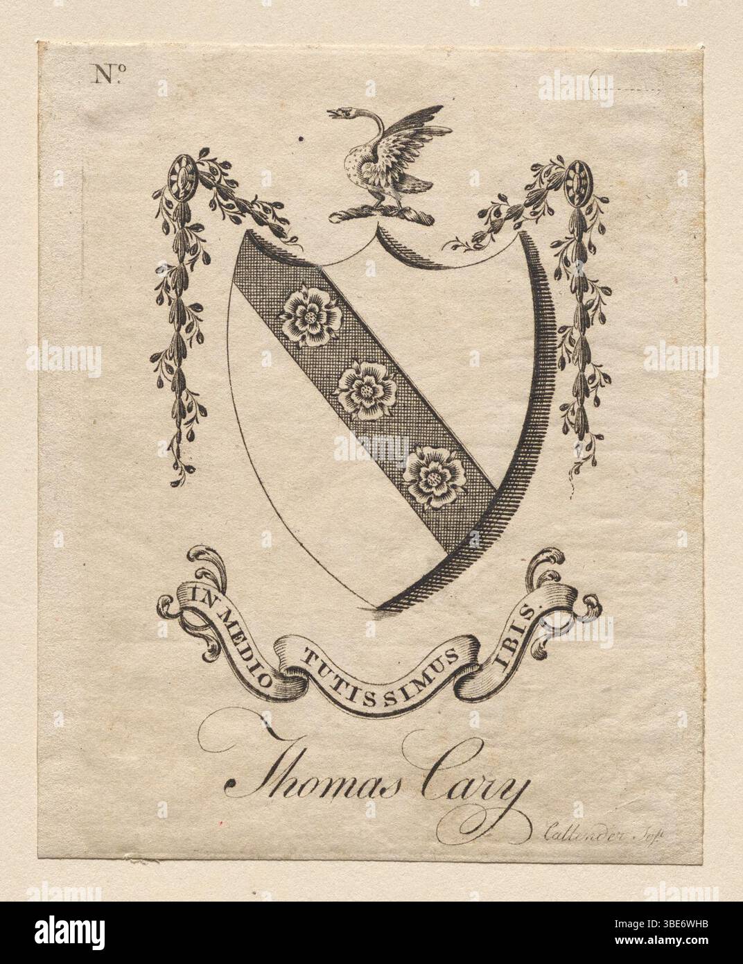Joseph Callender (American, 1751-1821) - Bookplate, Coat of Arms with ...