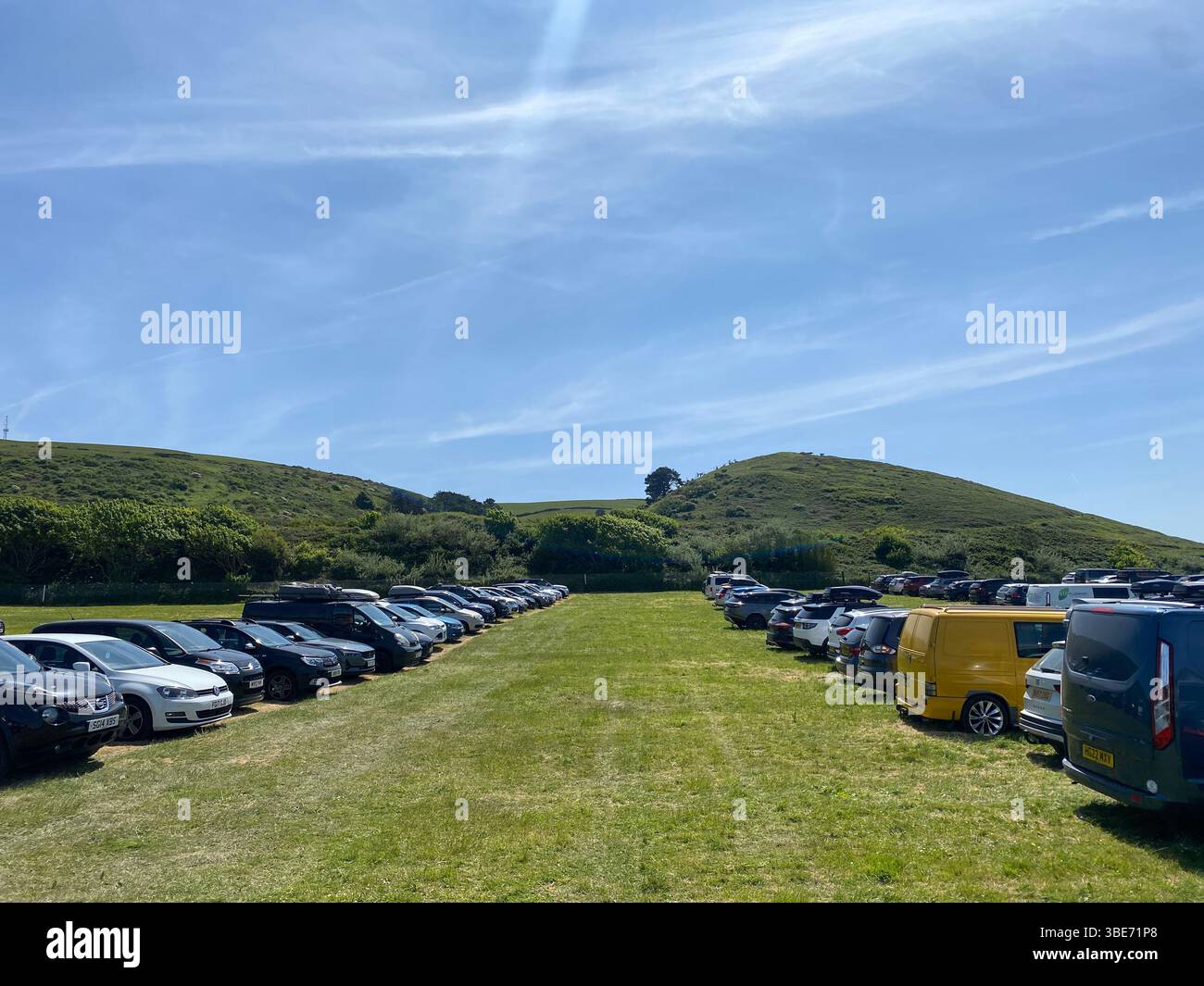Sunny Field Carpark - Smartphone Captured Stock Image