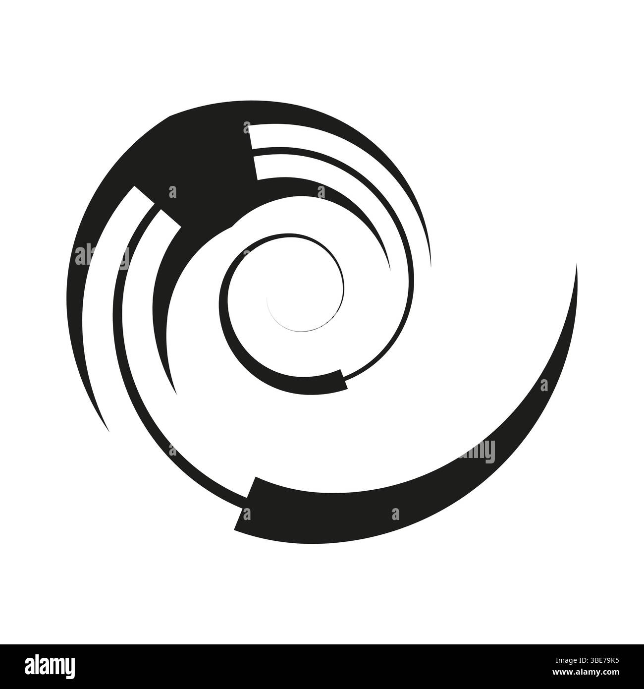 Spiral arrow element. Abstract motion vector. Dynamic black swirl. Bold ...