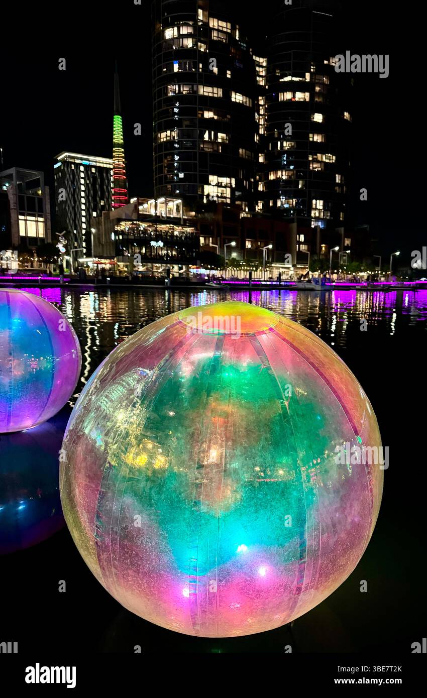 Ephemeral Oceanic art installation by Atelier Sisu  April 2024 at Elizabeth Quay Perth Western Australia - Smartphone Captured Stock Image
