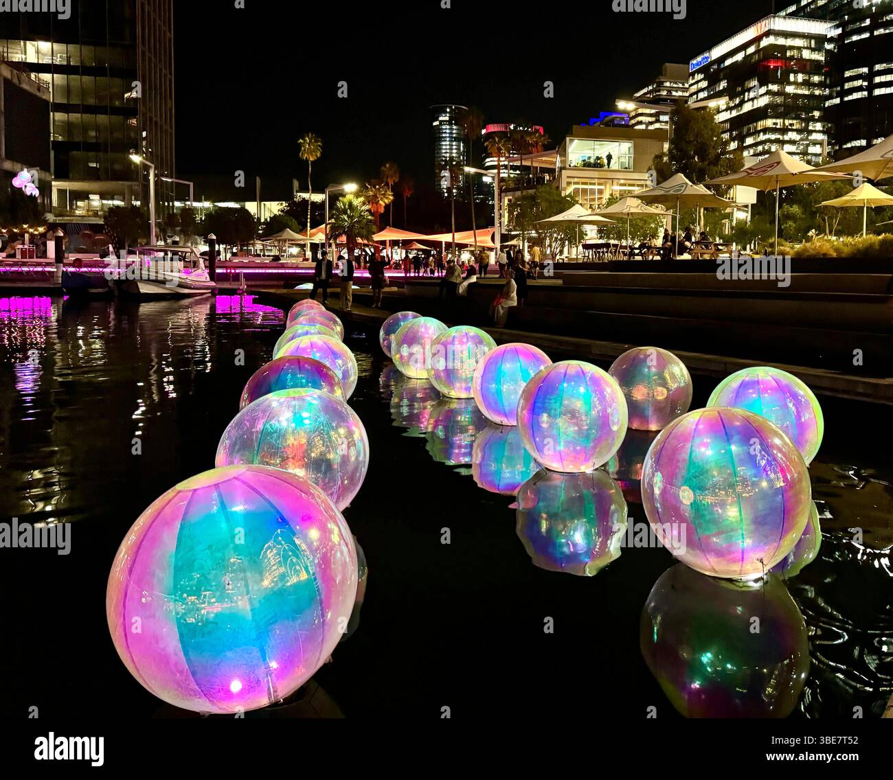 Ephemeral Oceanic art installation by Atelier Sisu  April 2024 at Elizabeth Quay Perth Western Australia - Smartphone Captured Stock Image