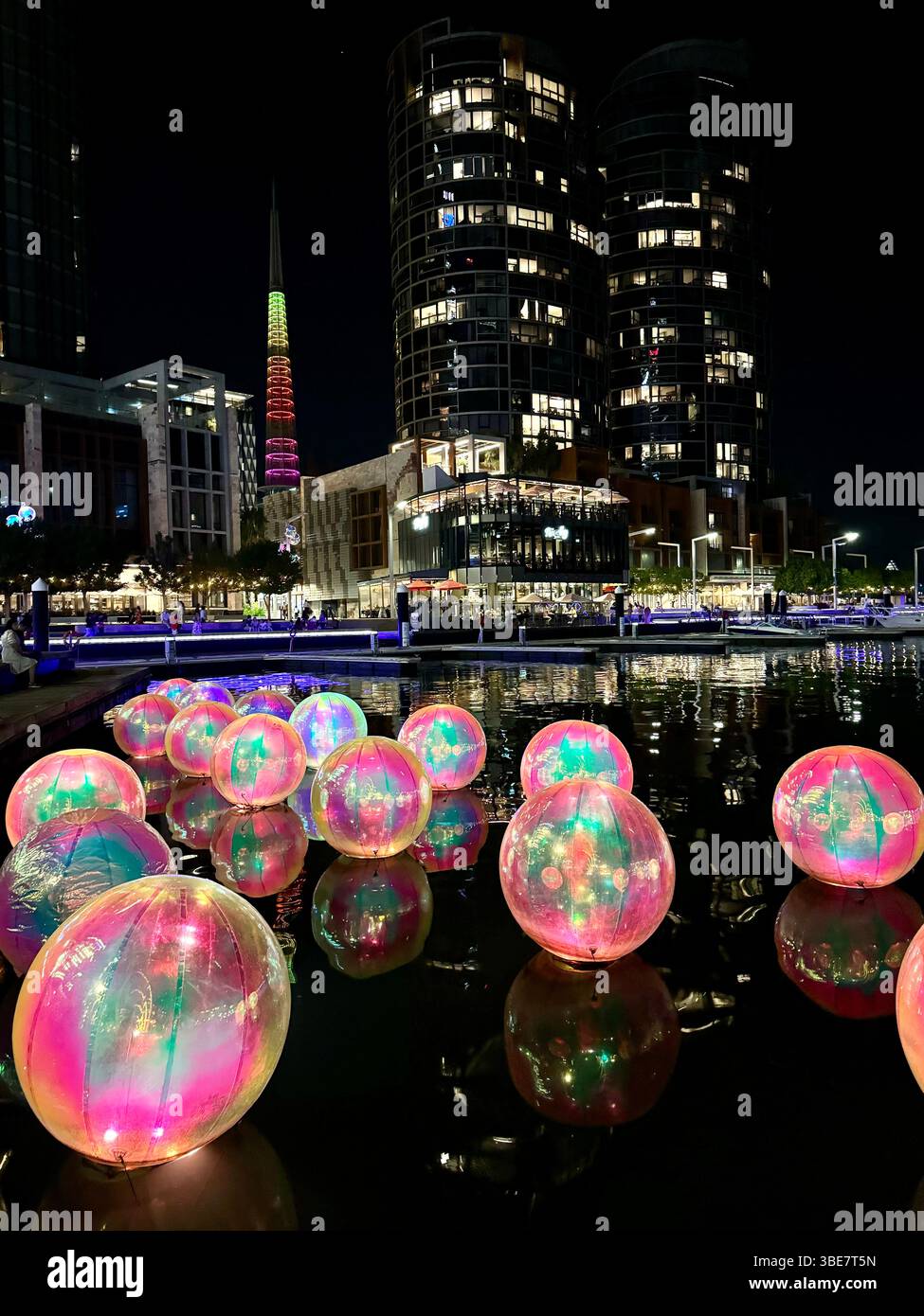 Ephemeral Oceanic art installation by Atelier Sisu  April 2024 at Elizabeth Quay Perth Western Australia - Smartphone Captured Stock Image