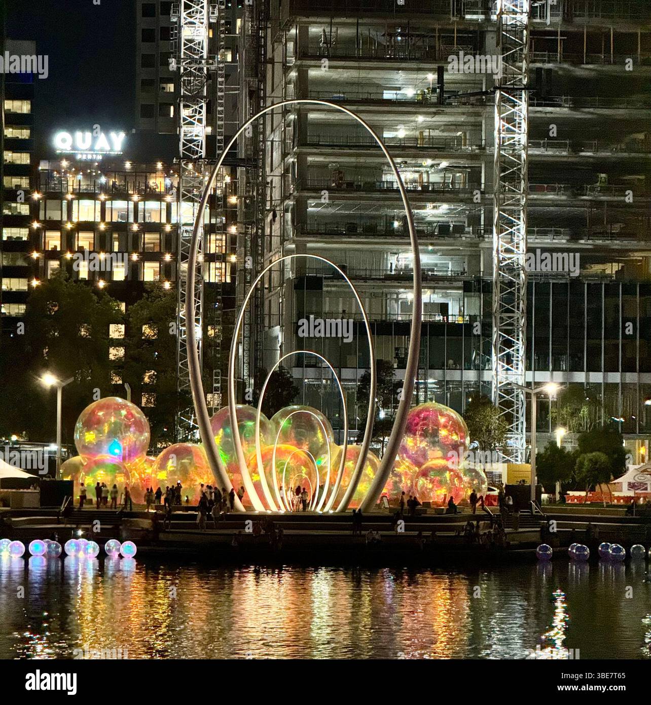 Ephemeral Oceanic art installation by Atelier Sisu  April 2024 at Elizabeth Quay Perth Western Australia - Smartphone Captured Stock Image