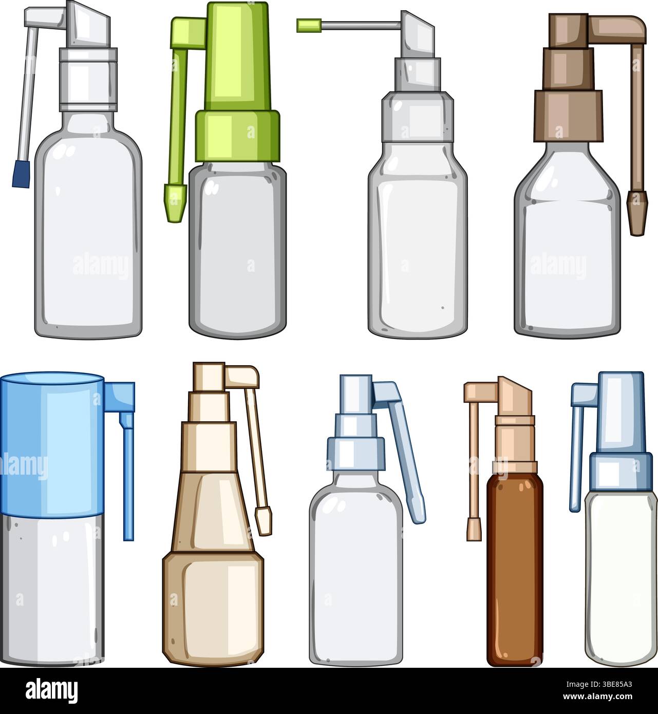 throat spray bottle set cartoon vector illustration Stock Vector Image ...