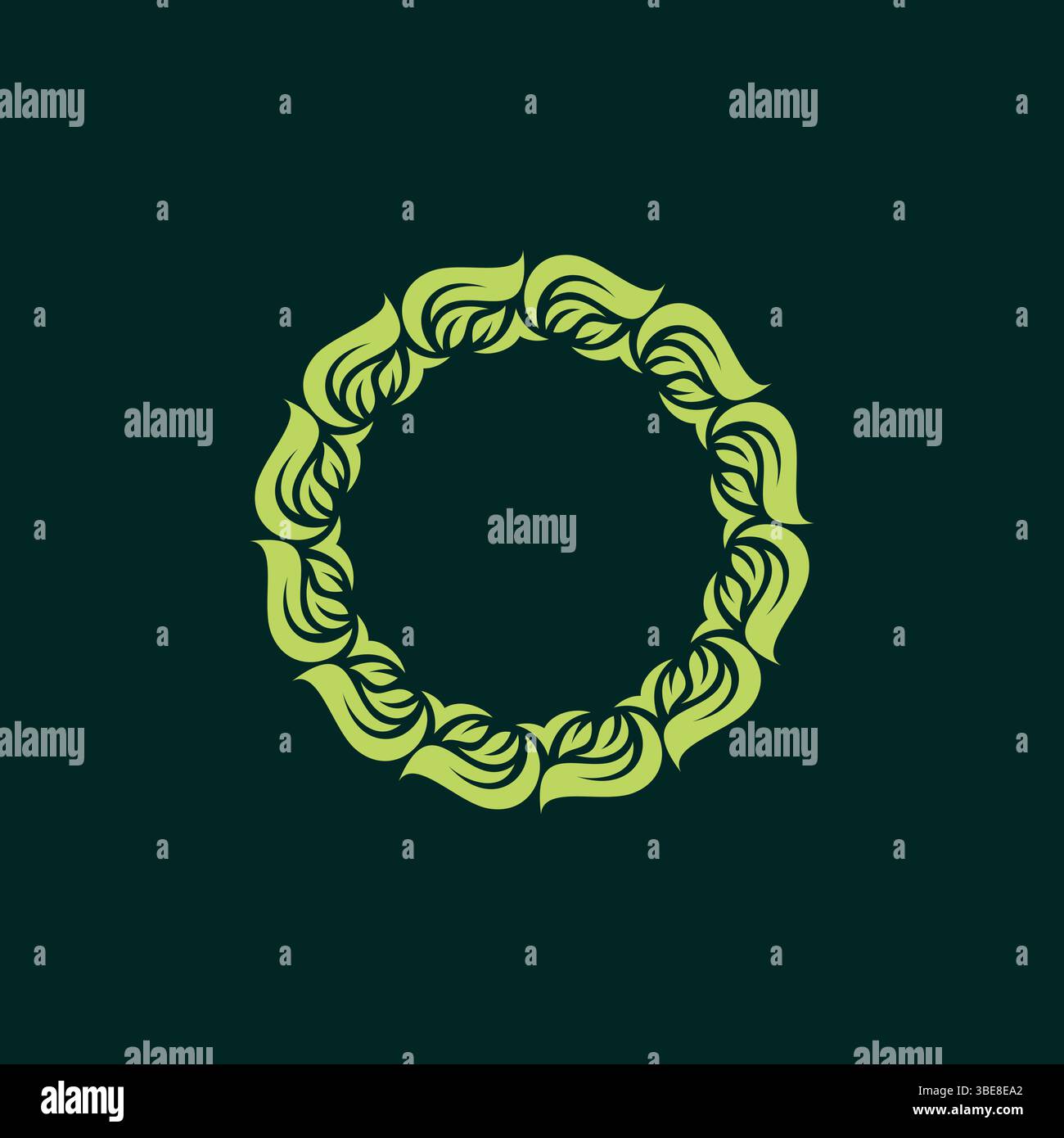 Green Leaves Round Frame Vector. Circle Leaf Logo Stock Vector