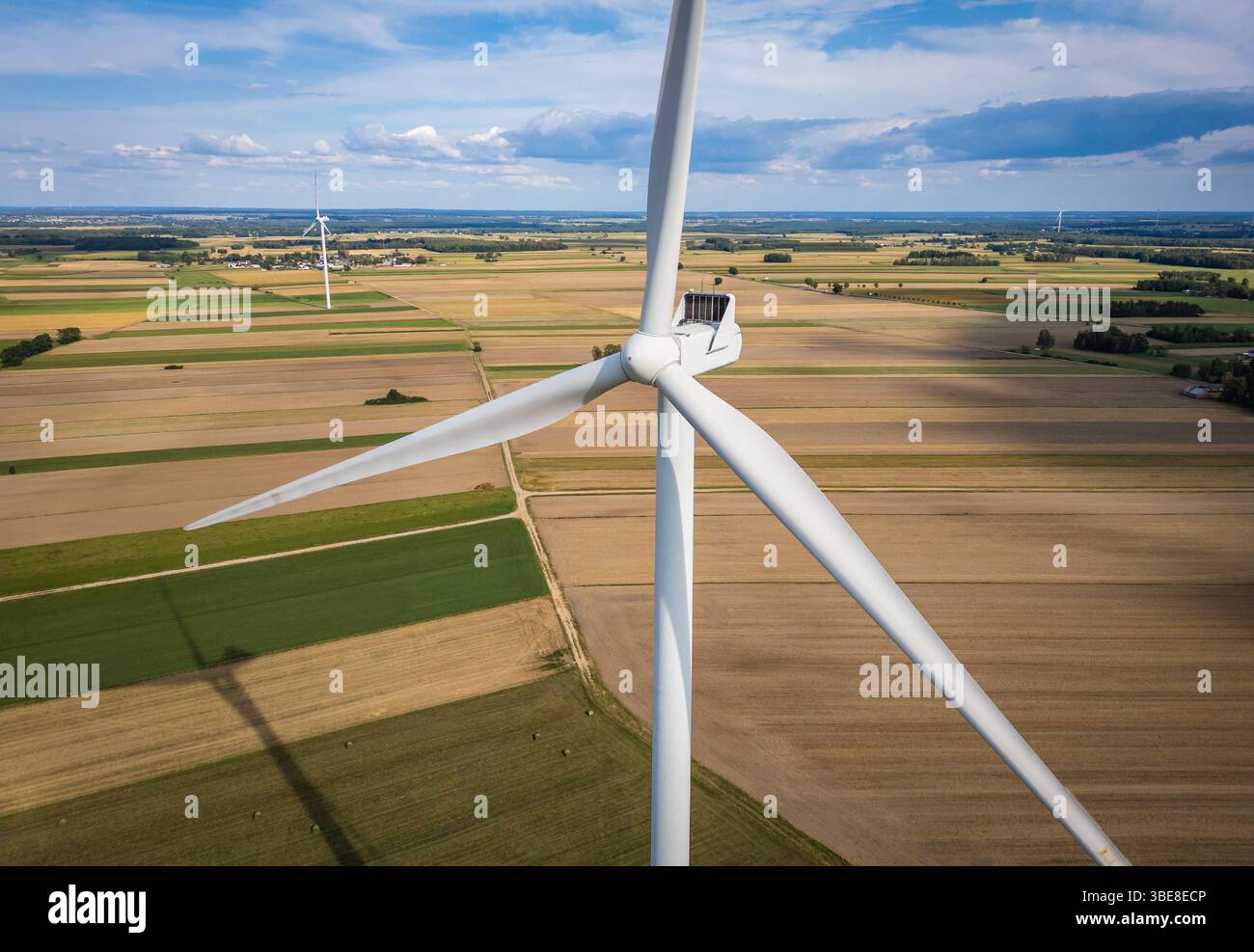 Wind farm near Czaple village, Mazowsze region of Poland Stock Photo