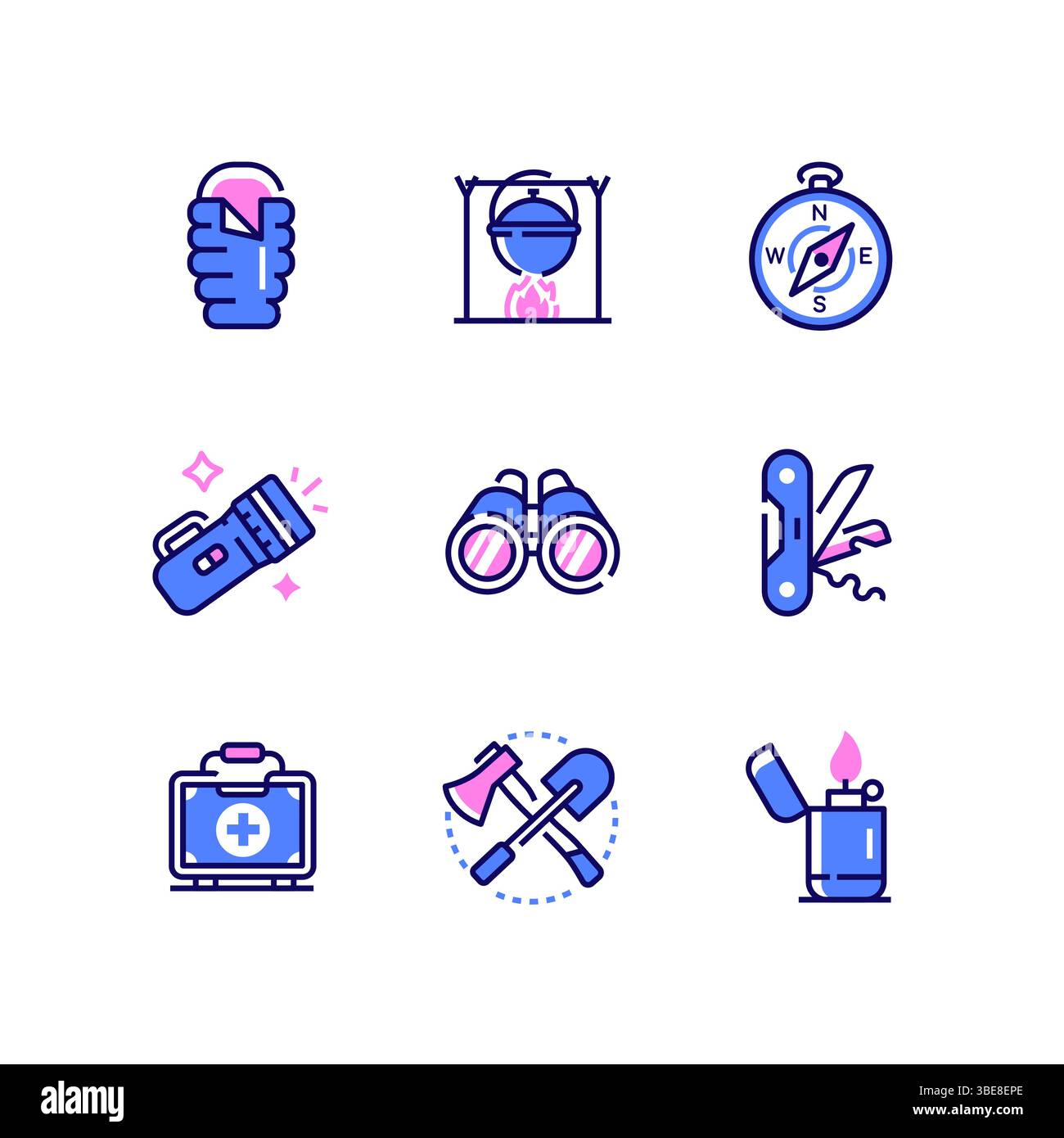 Camping - modern line design style icons set Stock Vector