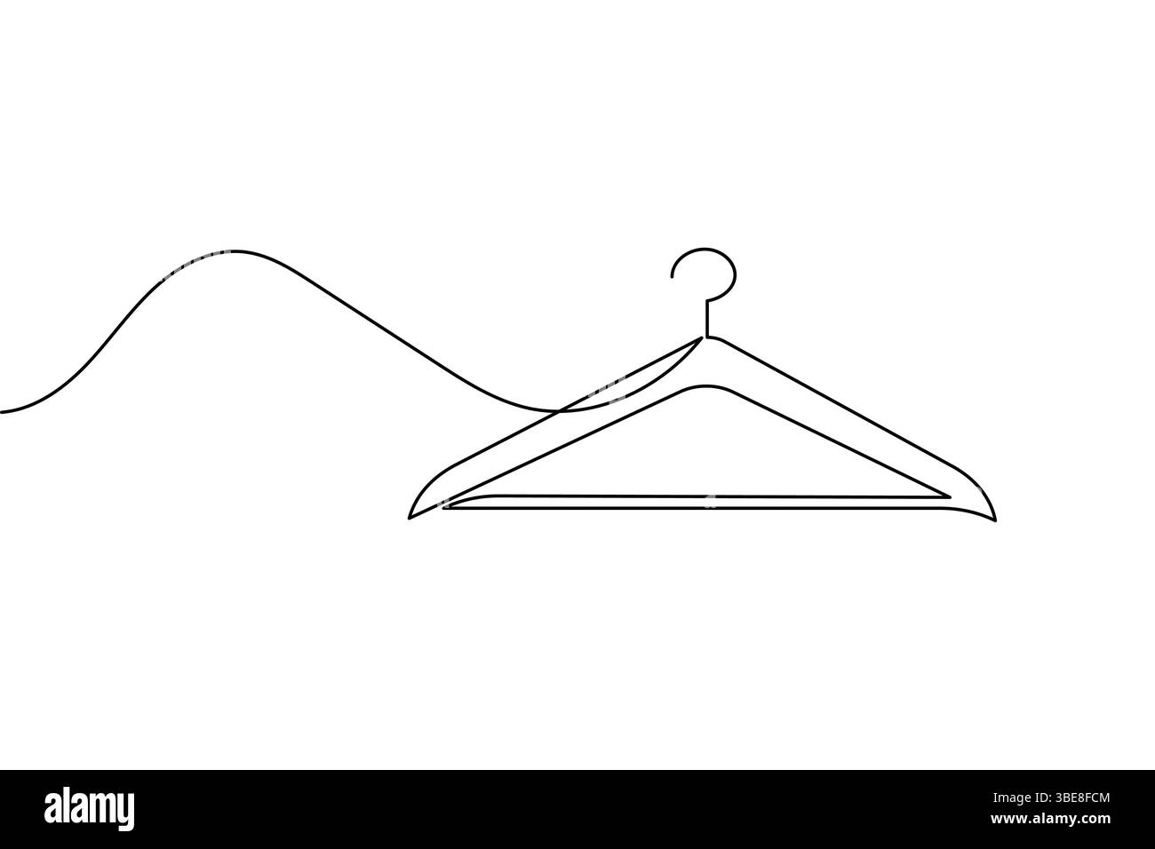 Clothes hangers continuous line drawing isolated on white background Stock Vector