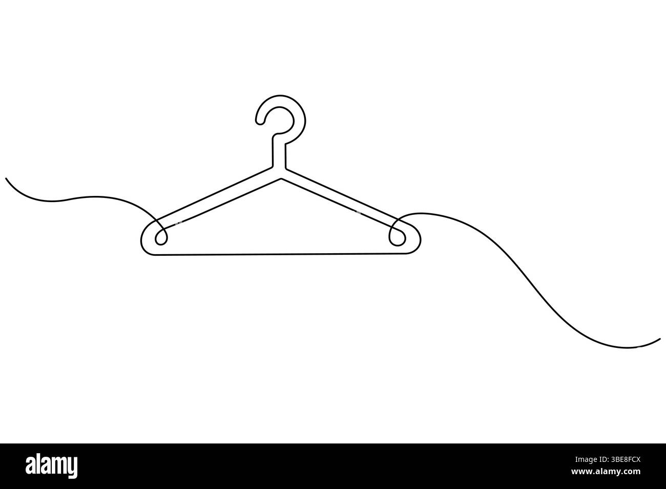 Clothes hangers continuous line drawing isolated on white background Stock Vector