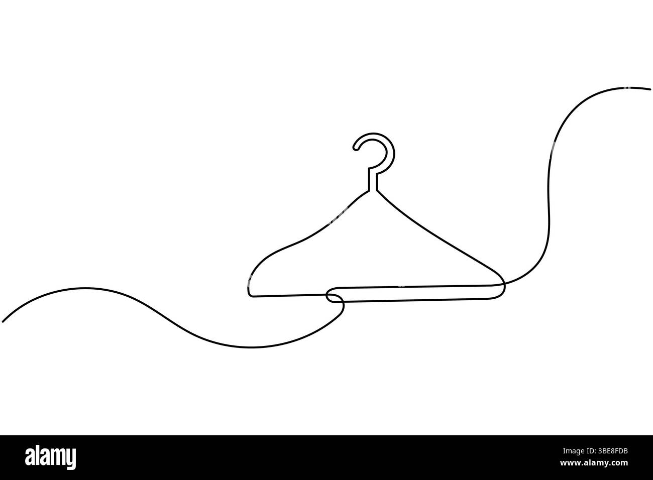 Clothes hangers continuous line drawing isolated on white background Stock Vector
